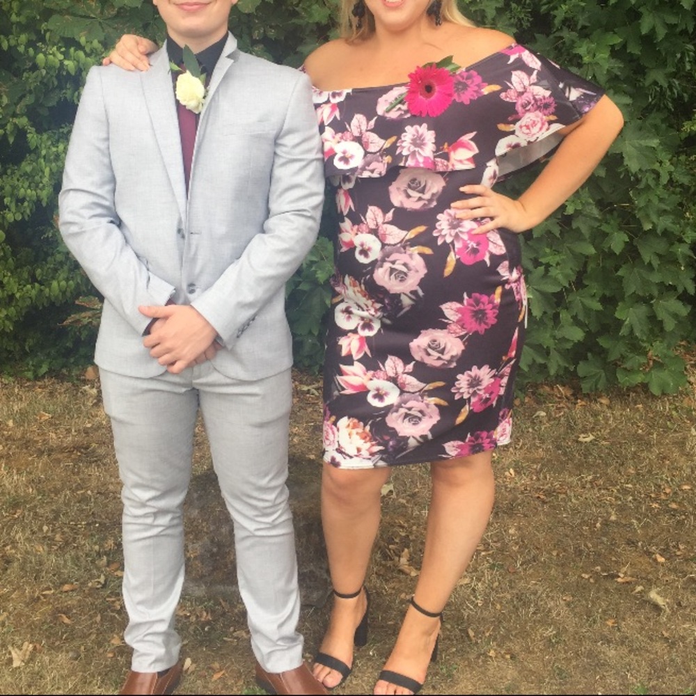 Fun and Flirty Pink Floral Off-Shoulder Dress